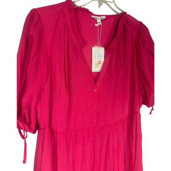 NWT Marissa Olivia Women’s Sz Large Pink Midi Dress Ruffle Skirt Church Casual - Picture 5 of 7